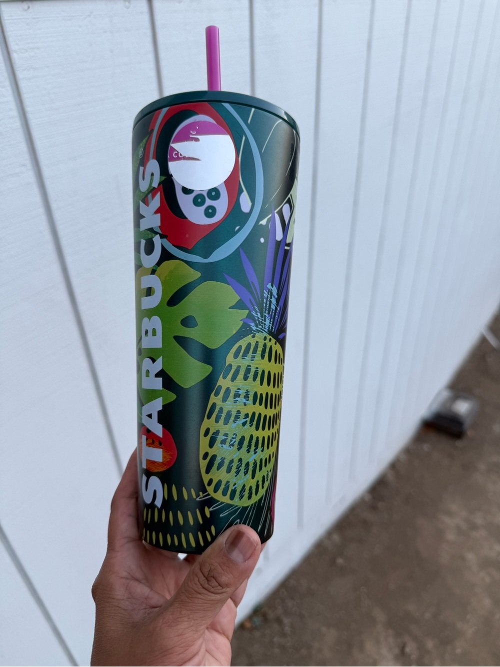 Starbucks Tumbler Hawaii Collection Palm Leaf Tropical Fruit Stainless 24oz.